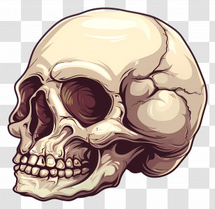 Skull - Human Skull Detailed Illustration Transparent PNG