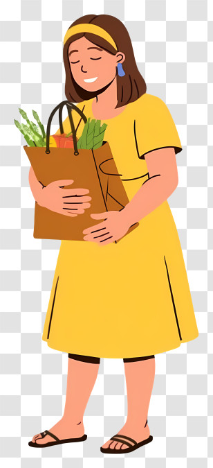 Woman Holding Grocery Bag - Woman Carrying A Grocery Bag Transparent PNG