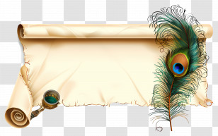 Old Scroll Paper - Scroll With Feather And Ink Illustration Transparent PNG