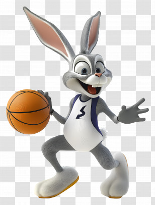 Bugs Bunny - Cartoon Rabbit Playing Basketball Transparent PNG