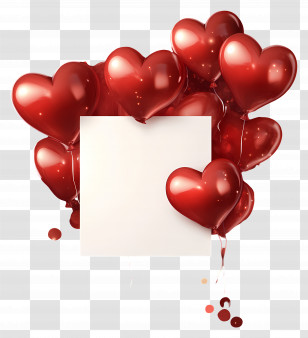 Love Background - Heart Balloons With Blank Card Transparent PNG