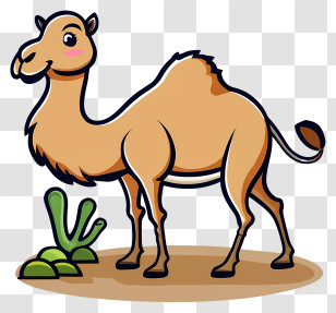 Camel - Cartoon Camel Grazing In A Desert Transparent PNG