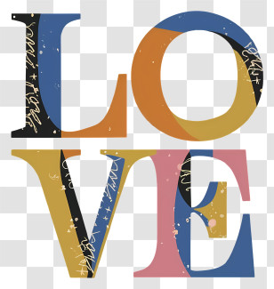 Cartoon - Colorful Love Typography Transparent PNG