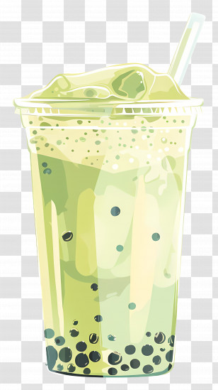 Matcha Bubble Tea - Green Bubble Tea Illustration Transparent PNG