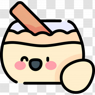 Eggnog - Cute Cartoon Pudding With Spoon Illustration Transparent PNG