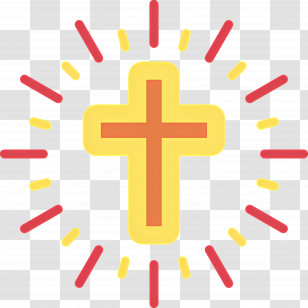 Christian Cross - Golden Cross With Radiant Glow Transparent PNG