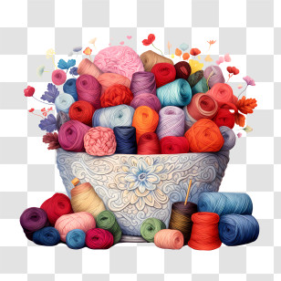 I Love Yarn Day - Bowl Filled With Colorful Yarn Transparent PNG
