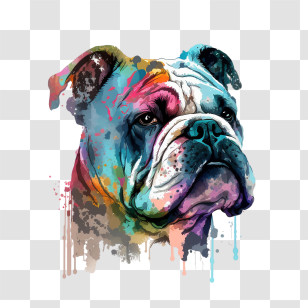 Bulldog Head
 - Colorful Bulldog Portrait In Abstract Style Transparent PNG