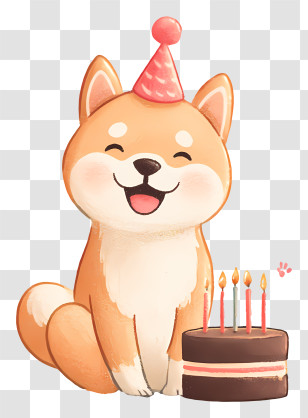 Cat Celebrates Birthday - Dog Celebrating Birthday With Cake Transparent PNG