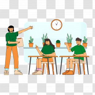 Classroom - Classroom With Teacher And Students Transparent PNG