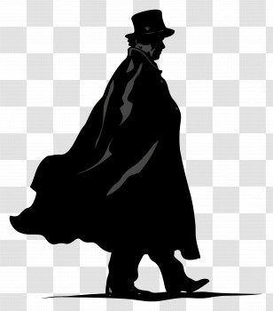 Silhouette - Mysterious Man Silhouette With Cape Transparent PNG