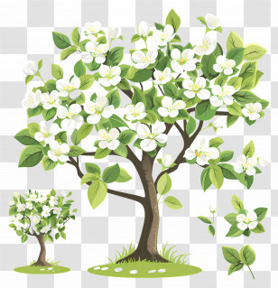 Flower Tree - Springtime Flowering Tree Illustration Transparent PNG