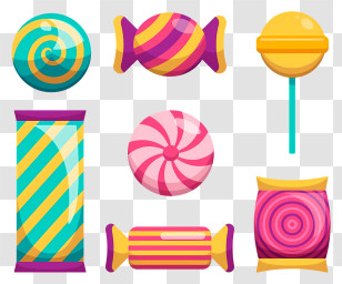 Lollipops - Colorful Candy And Lollipop Illustration Transparent PNG