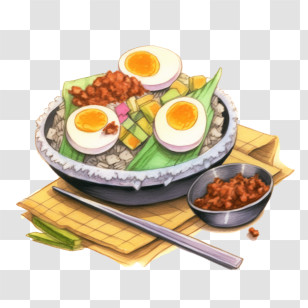 Malay Cuisine
 - Traditional Rice Dish With Eggs And Toppings Transparent PNG