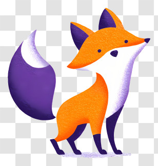 Purple Cartoon Animal - Cute Orange Fox In The Forest Transparent PNG