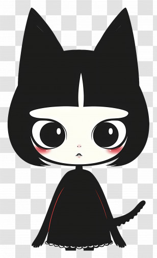 Kuromi - Cartoon Black Cat Girl Design Transparent PNG