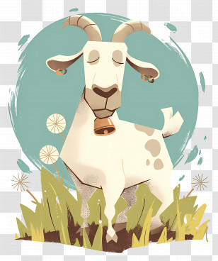 Cute Cartoon Goat - Cartoon Goat In Pasture Transparent PNG
