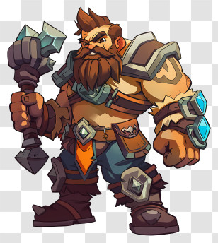 Game Figure - Fantasy Warrior Cartoon Character With Mace Transparent PNG