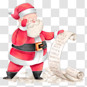 Cartoon Character - Santa Claus With Nice And Naughty List Transparent PNG