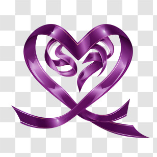 Purple Heart Day - Purple Ribbon Heart Design Transparent PNG