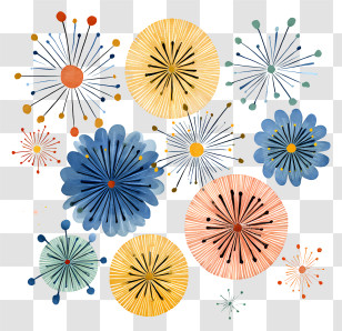 New Year Fireworks - Colorful Fireworks Pattern Transparent PNG