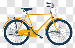 Bicycle - Vintage Yellow Bicycle Illustration Transparent PNG