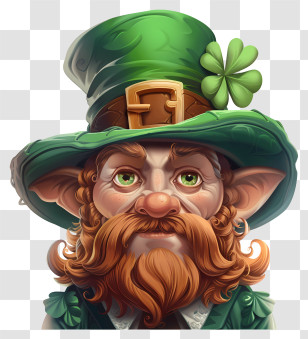 St Patricks Day - Leprechaun With Clover Hat Transparent PNG
