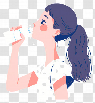 Girl Drinking Water - Girl Drinking From A Bottle Transparent PNG