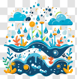 World Water Day - Colorful Water Cycle Illustration Transparent PNG