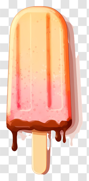 Ice Cream Cone - Melting Popsicle With Chocolate Drizzle Transparent PNG