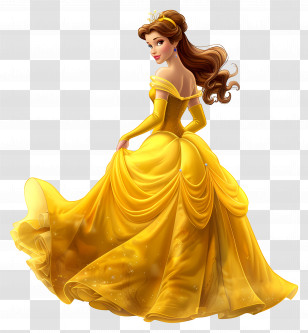 Belle Princess - Elegant Princess Wearing Yellow Gown Transparent PNG