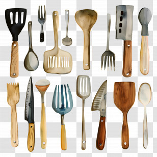 Utensils - Variety Of Kitchen Utensils Illustration Transparent PNG