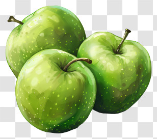 Granny Smith Apples - Fresh Green Apples In Artistic Illustration Transparent PNG