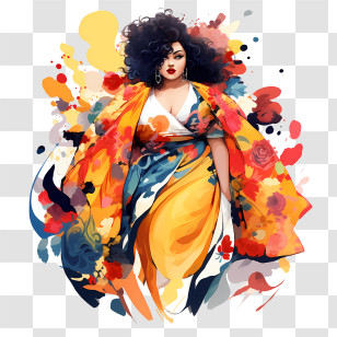 National Curves Day - Fashionable Woman In Colorful Dress Transparent PNG
