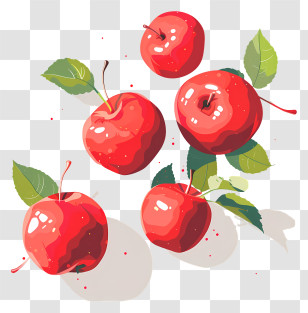 Red Apples - Fresh Red Apples With Leaves Transparent PNG