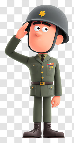 Saluting Soldier In Uniform - Cartoon Military Officer Saluting Transparent PNG