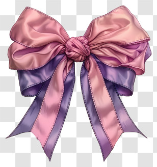 Pink Ribbon - Shiny Pink And Purple Ribbon Bow Illustration Transparent PNG
