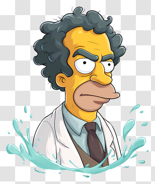 Moe Szyslak - Cartoon Scientist With Water Splash Transparent PNG