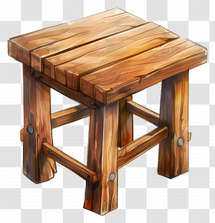 Wooden Table - Rustic Wooden Stool Illustration Transparent PNG