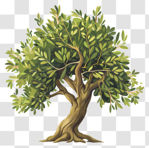 Olive Tree - Illustration Of A Lush Olive Tree Transparent PNG