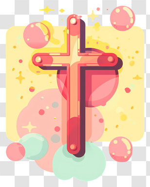 Crucifix - Red Cross With Bubbles Transparent PNG