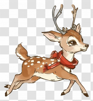 Christmas Deer - Realistic Reindeer With Scarf Transparent PNG