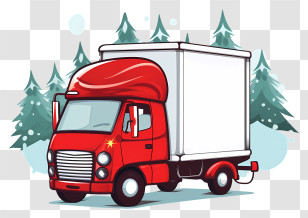 Red Delivery Truck - Red Truck In Cartoon Style Transparent PNG