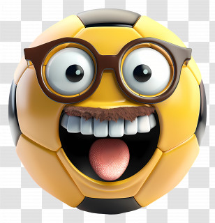 Soccer - Goofy Cartoon Soccer Ball With Glasses And Mustache Transparent PNG