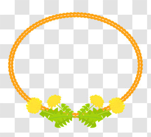 Dandelion Frame - Yellow Flowers And Leaves In A Circular Wreath Transparent PNG
