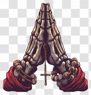 Skeletal Hands - Praying Skeleton Hands With Rosary Transparent PNG