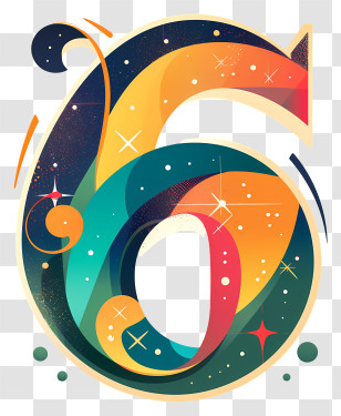 Number 6 - Colorful Artistic Number 6 Transparent PNG