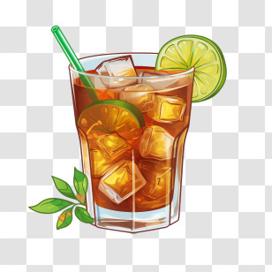 Ice Tea - Iced Tea With Lime And Ice Cubes Transparent PNG