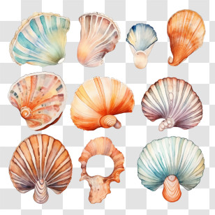 Seashell - Collection Of Colorful Seashells Transparent PNG