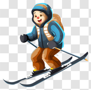 Cartoon Skiing - Cartoon Skier Dressed For Winter Sports Transparent PNG